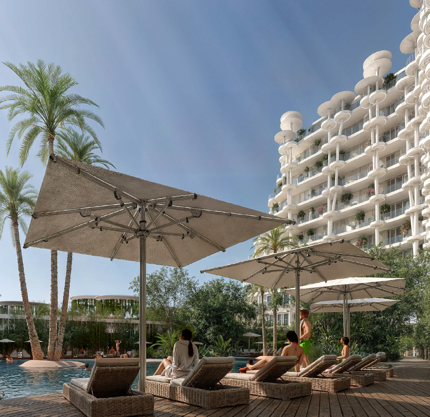 Sakura Gardens pool deck and residences