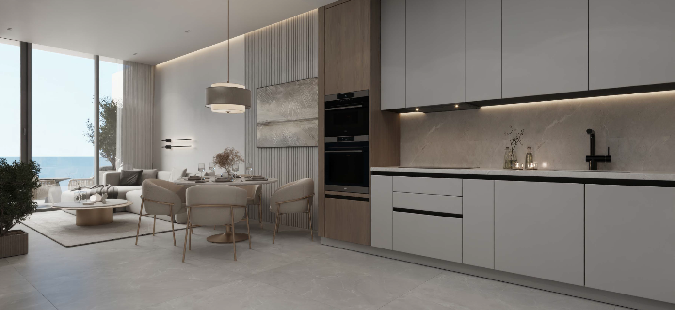 Sakura Gardens kitchen and living interior