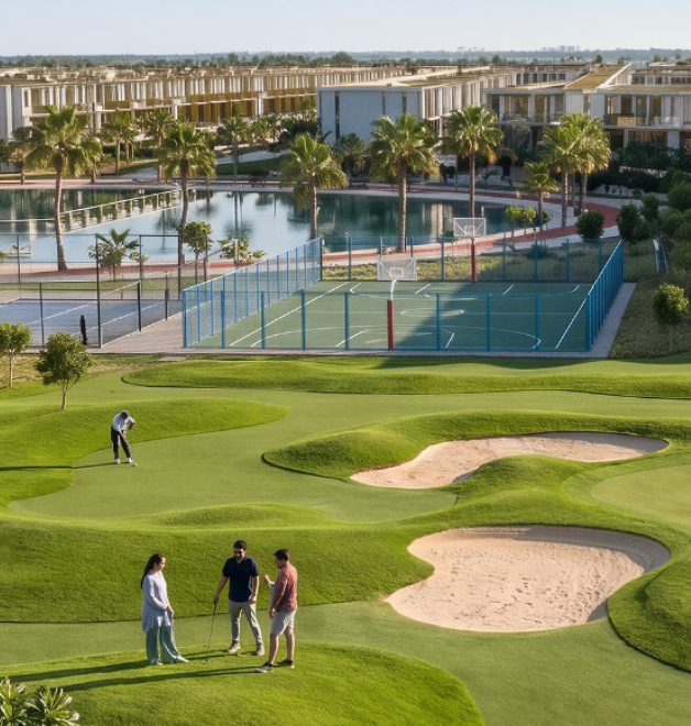 Tilal Binghatti golf, sport and pool amenities