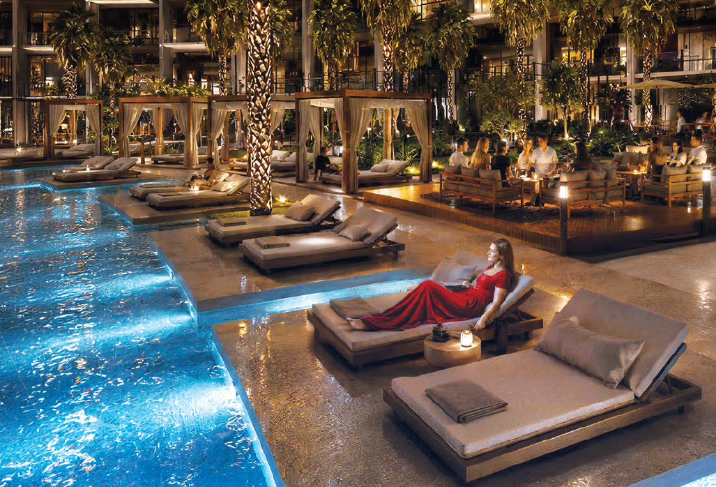 Binghatti Wraith pool deck at night