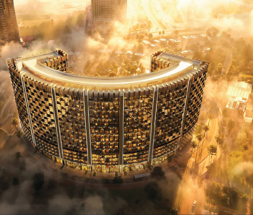 Binghatti Wraith aerial facade render