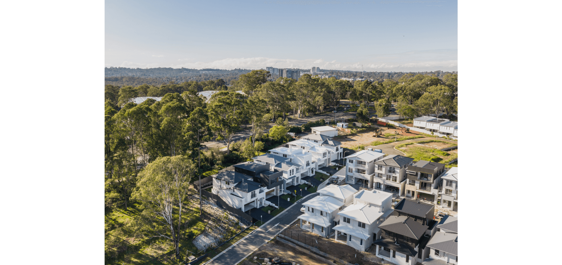 Aerial view of The Honours Norwest community and surrounding bushland