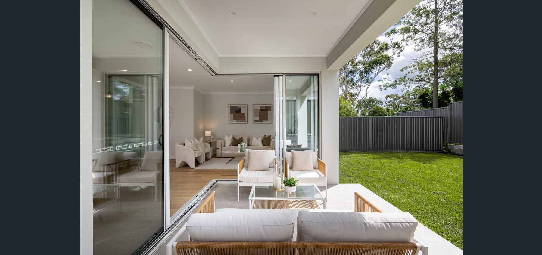 Covered outdoor entertaining area overlooking the private garden